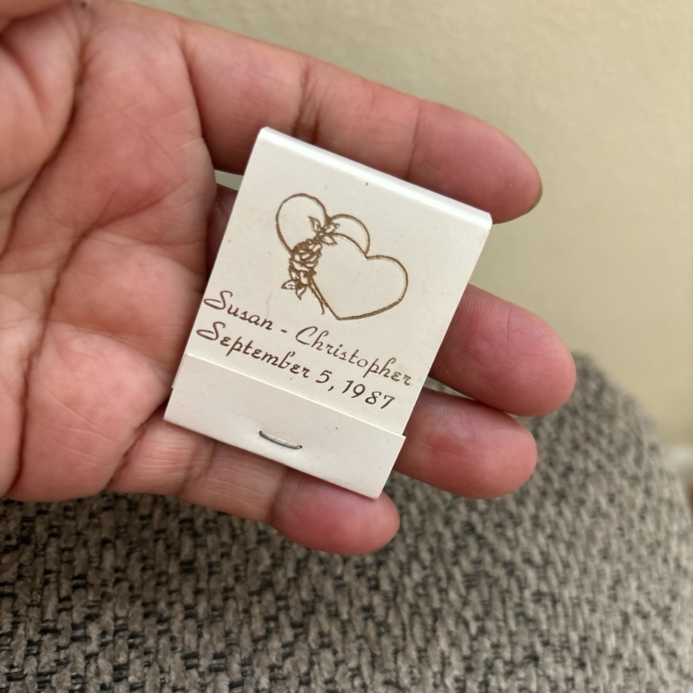 Set of 3 Vintage Wedding Matchboxes — 1987